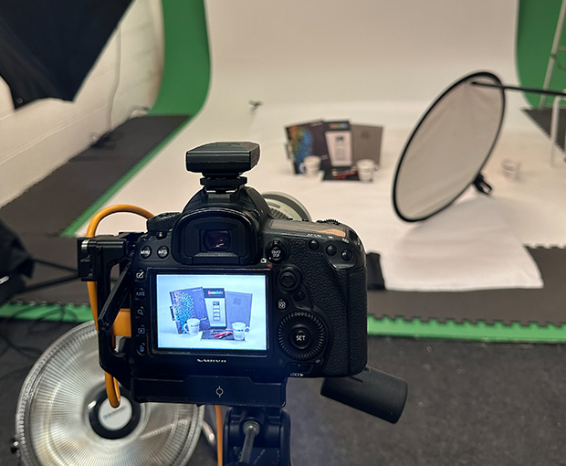 Creative product photography setup at Whites Hire Studio